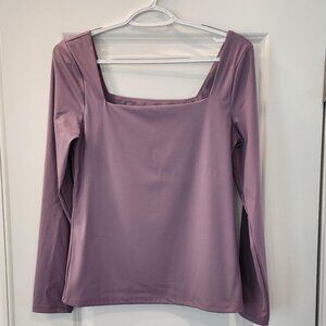 White House Black Market FORME™ collection Lilac Square Neck Top Medium NWOT